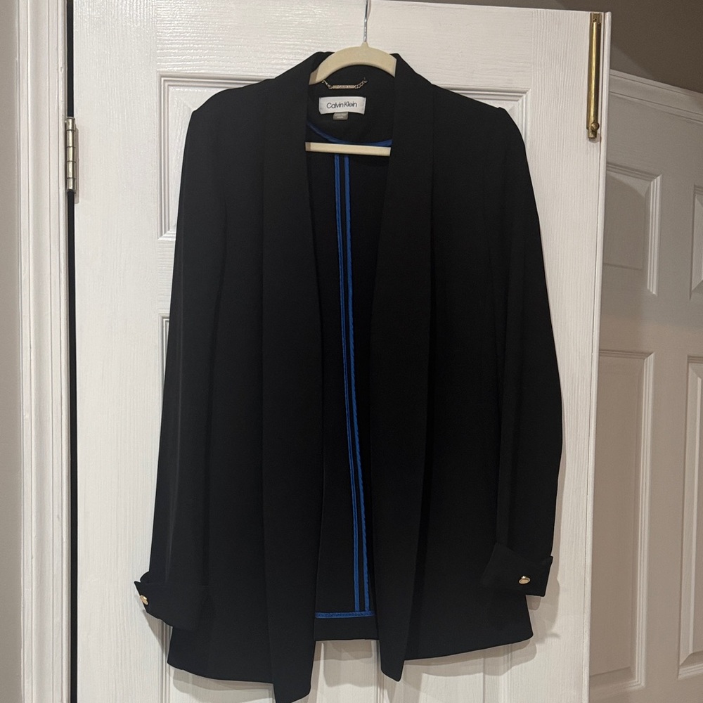 Calvin Klein Women's Black Blazer - Long for over a dress